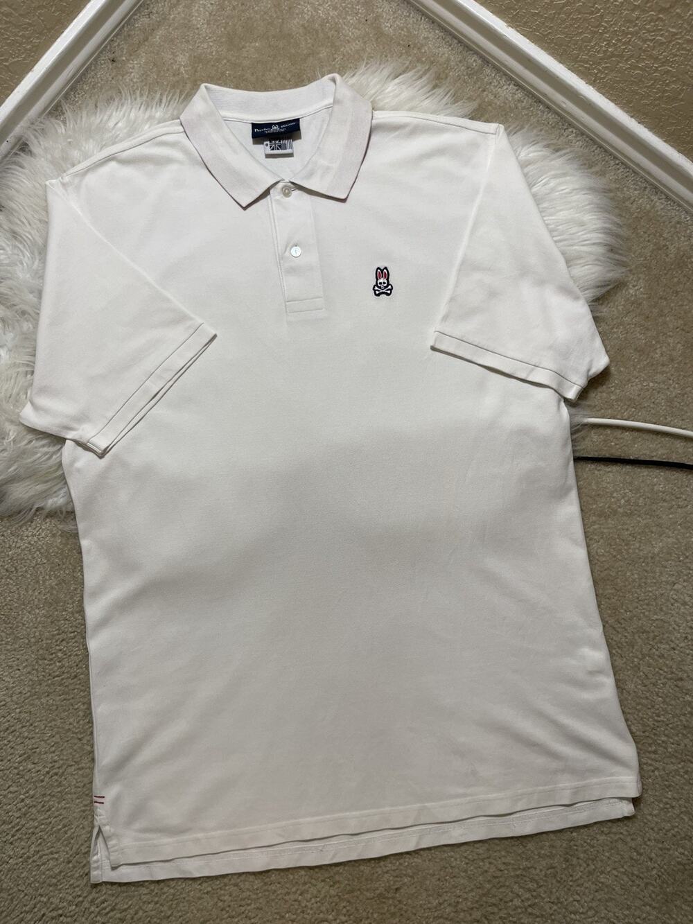 Psycho Bunny Embroidered Logo Polo Shirt Mens Size 8 (XL) White